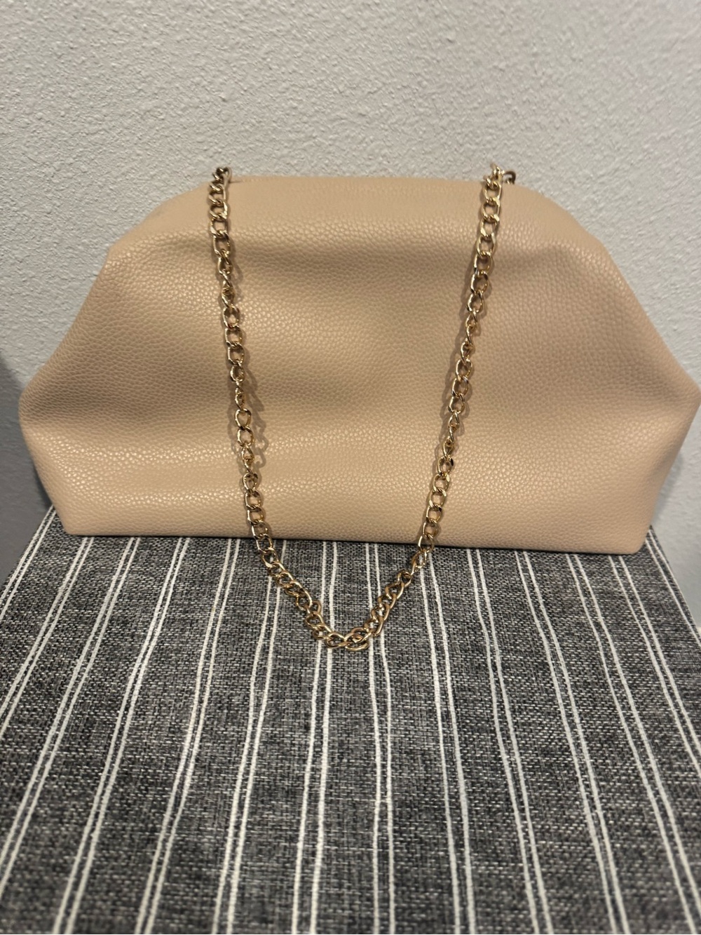 a new day Beige Clutch with Gold Chain Strap